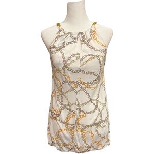 New York & Company Chain Pattern Top - Cream and Gold